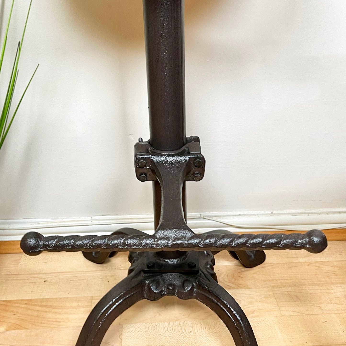 Adjustable Cast Iron Stool With Wooden Top