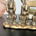 Drei weise Kaninchen aus Bronze als Ornament