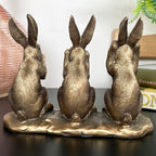 Drei weise Kaninchen aus Bronze als Ornament