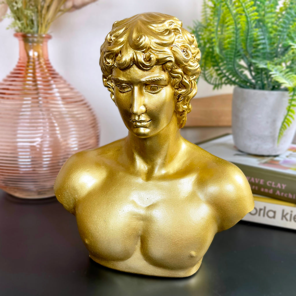 Gold Michelangelo David Bust Statue B