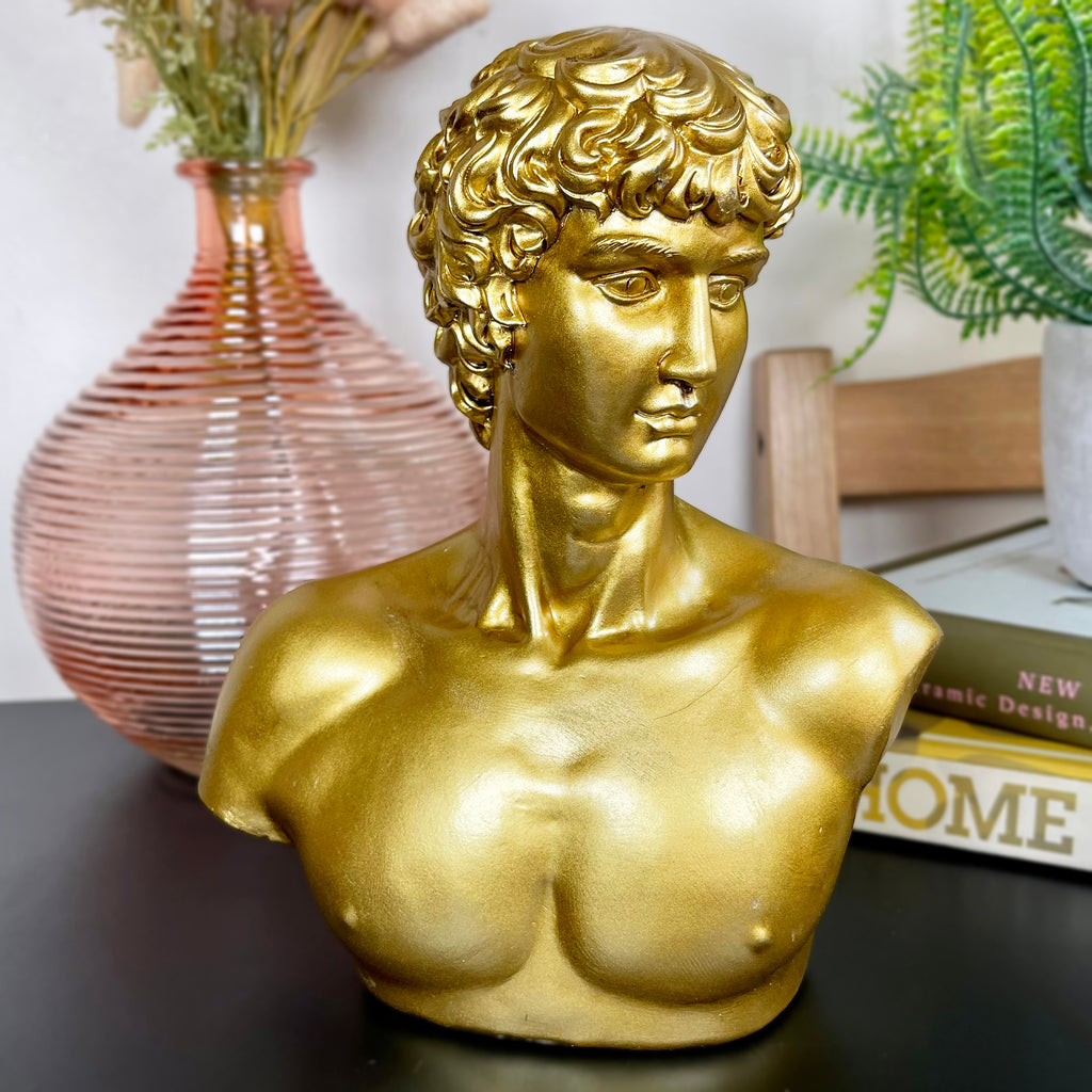 Gold Michelangelo David Bust Statue A