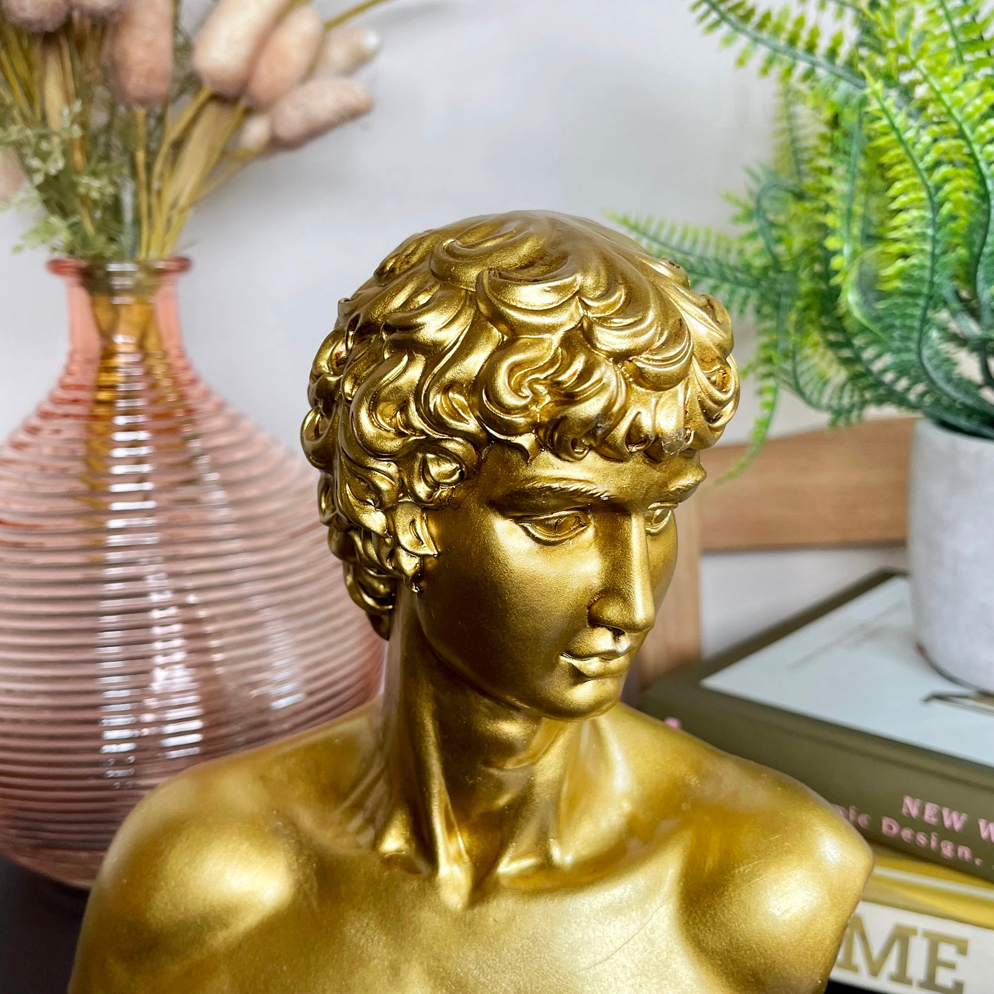 Gold Michelangelo David Bust Statue A