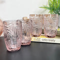 Set Of 4 Red Palm Leaf Tumbler Glasses
