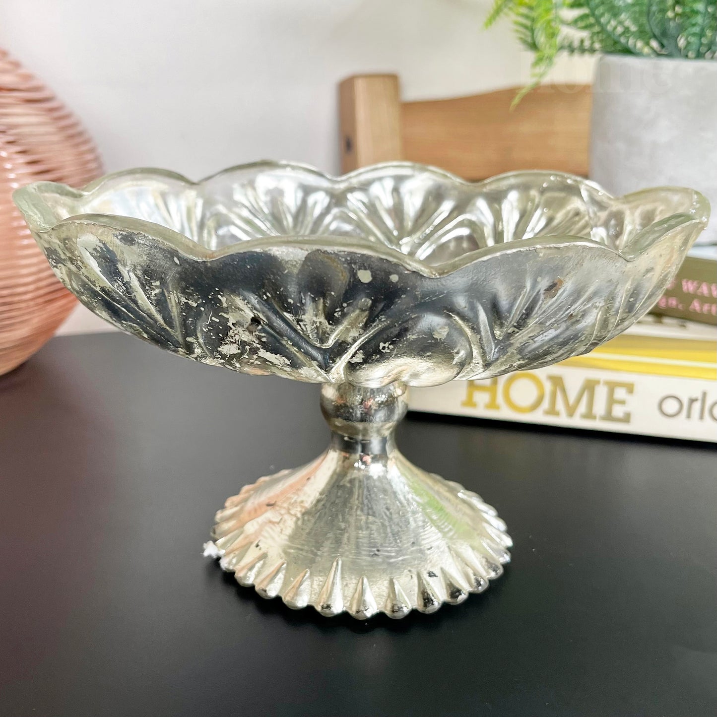 Mercury Glass Candle Goblet Bowl