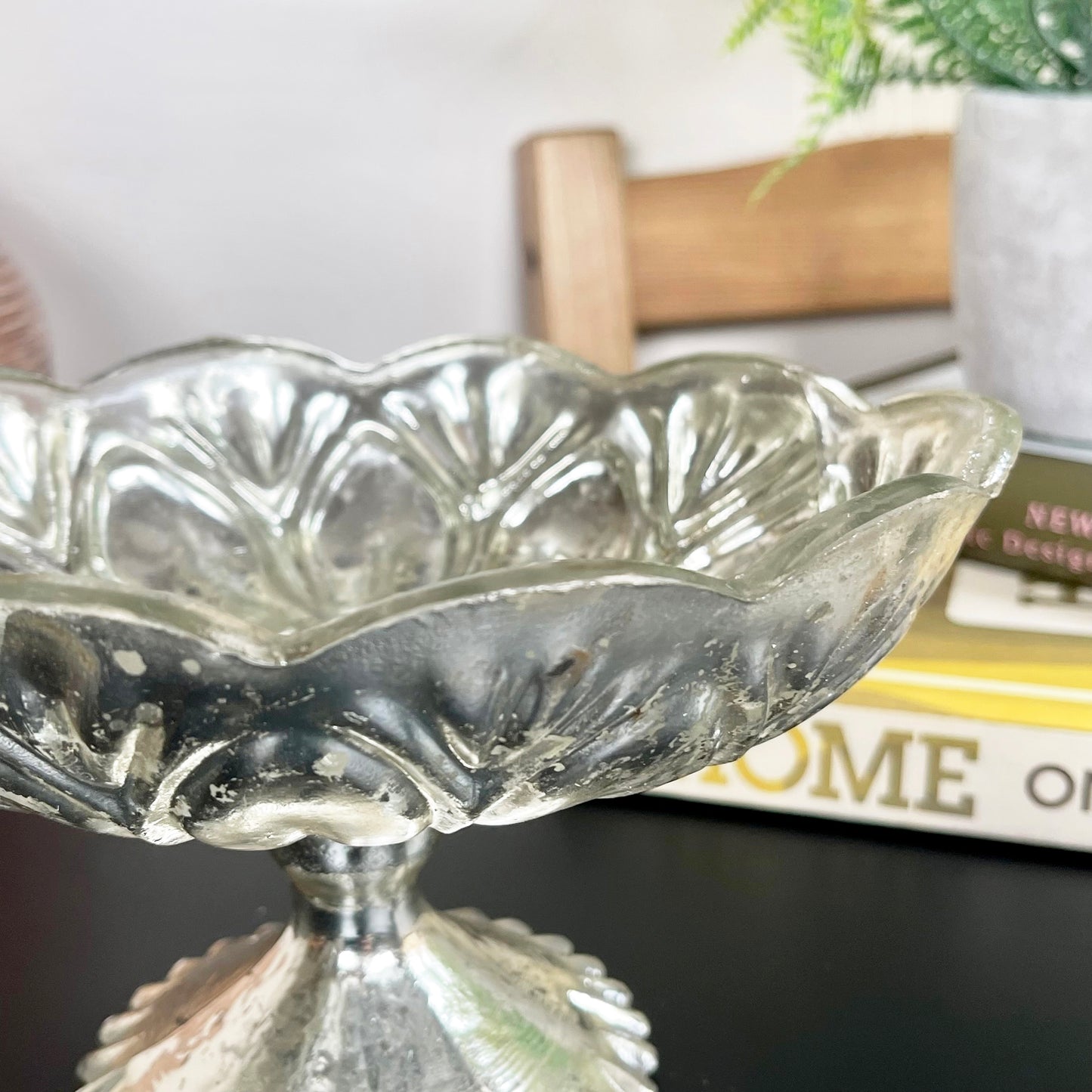 Mercury Glass Candle Goblet Bowl