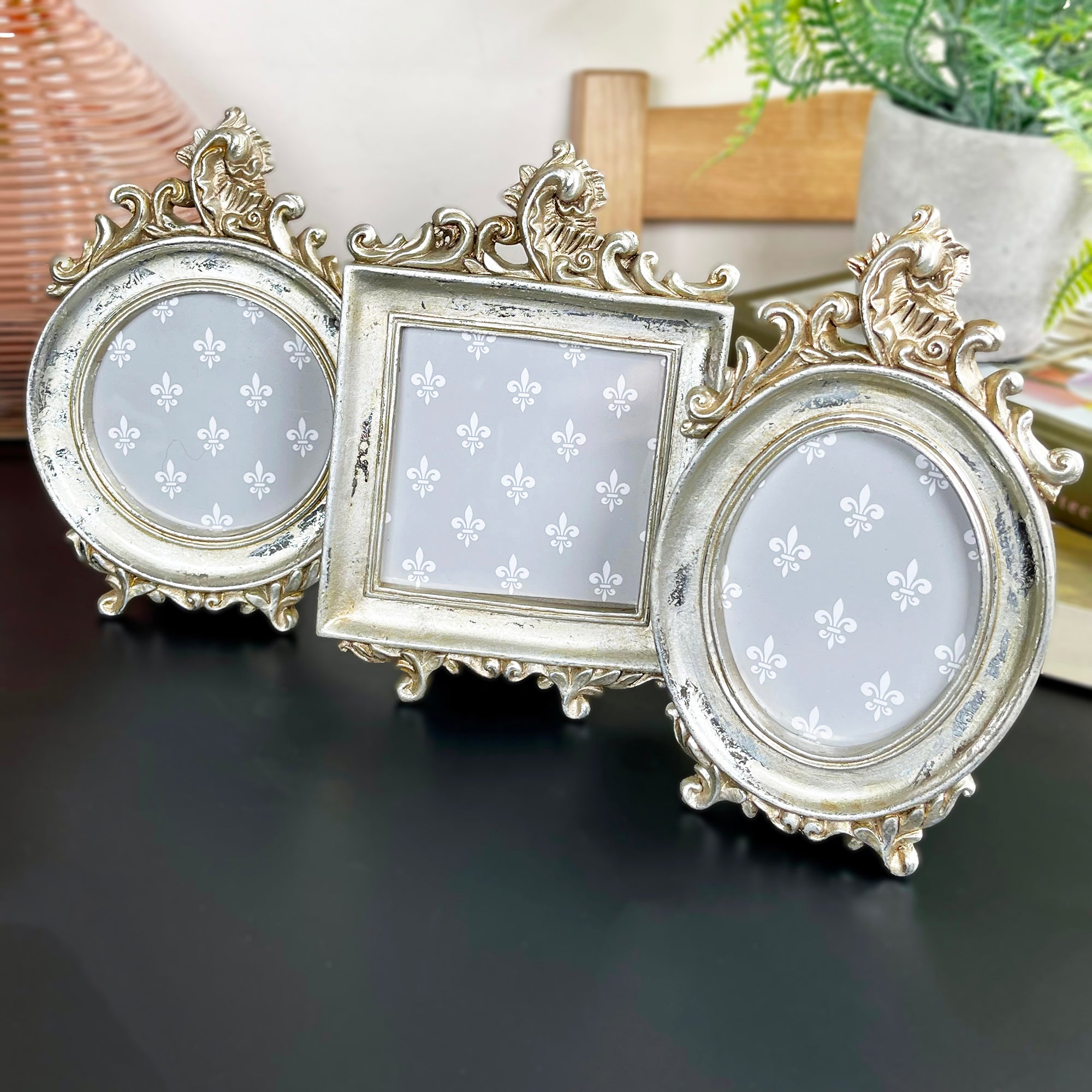 Baroque Silver Photo Frames Set Of 3