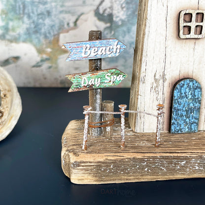 Rustic Wooden Coastal Lighthouse Ornament