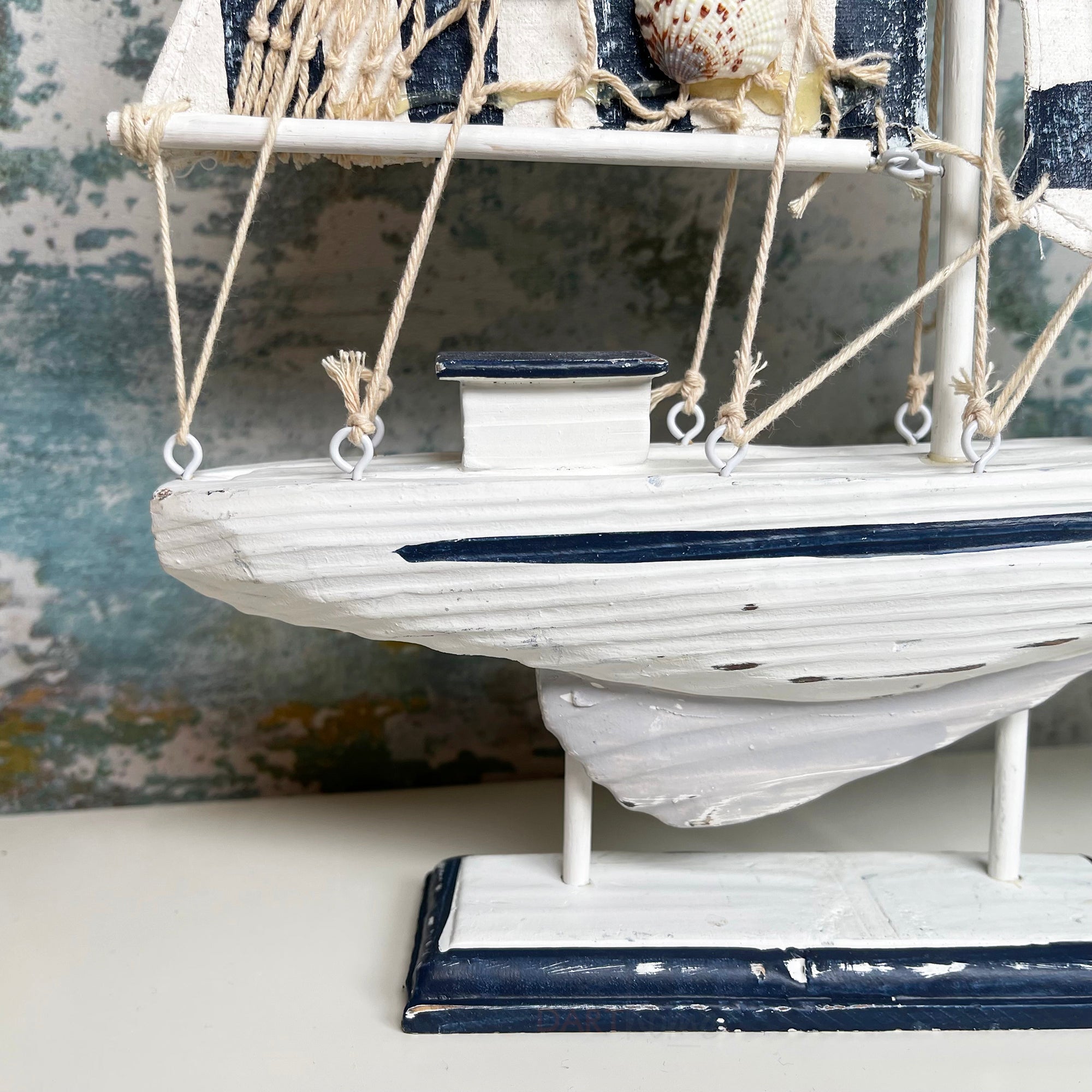 Blue & White Sailing Boat Model Bathroom Ornament