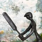 Cast Iron Cricketer Sculpture Mens Fathers Day Gift