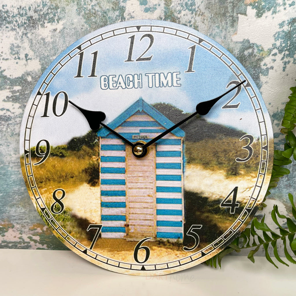 Beach Hut Round Wall Clock 20cm