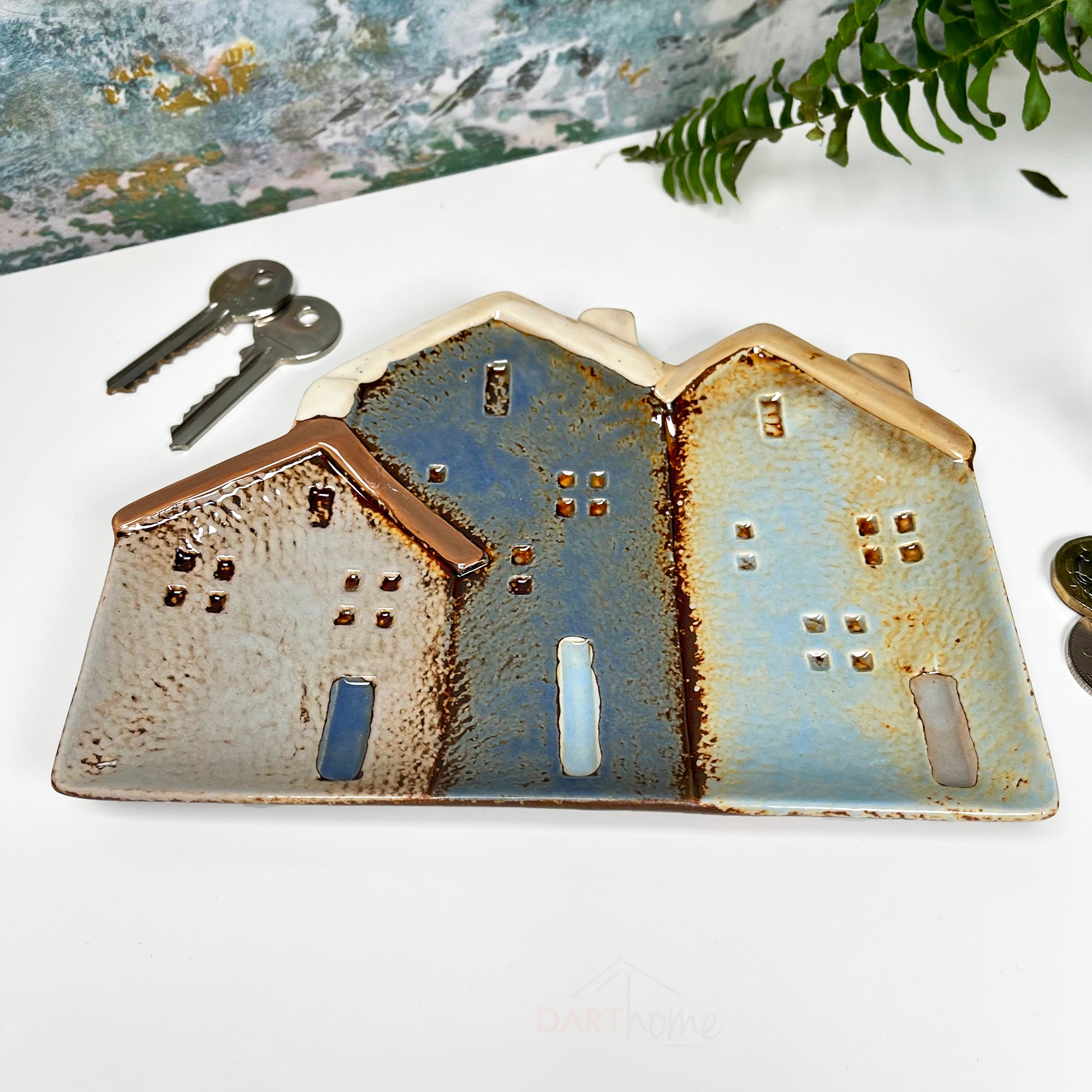 Ceramic Cottage Houses Decorative Plate 19cm