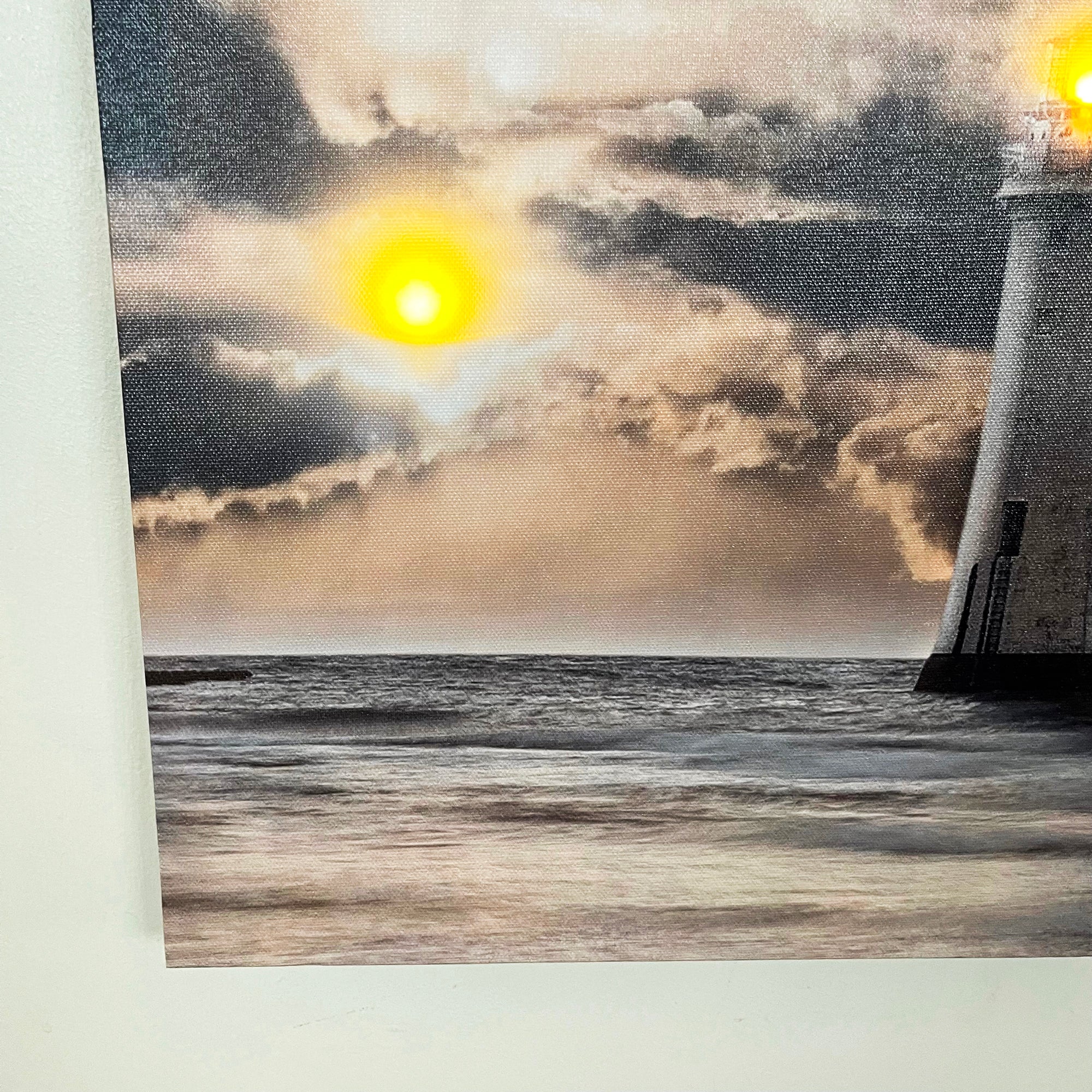 LED Lighthouse Sunset Canvas Wall Art