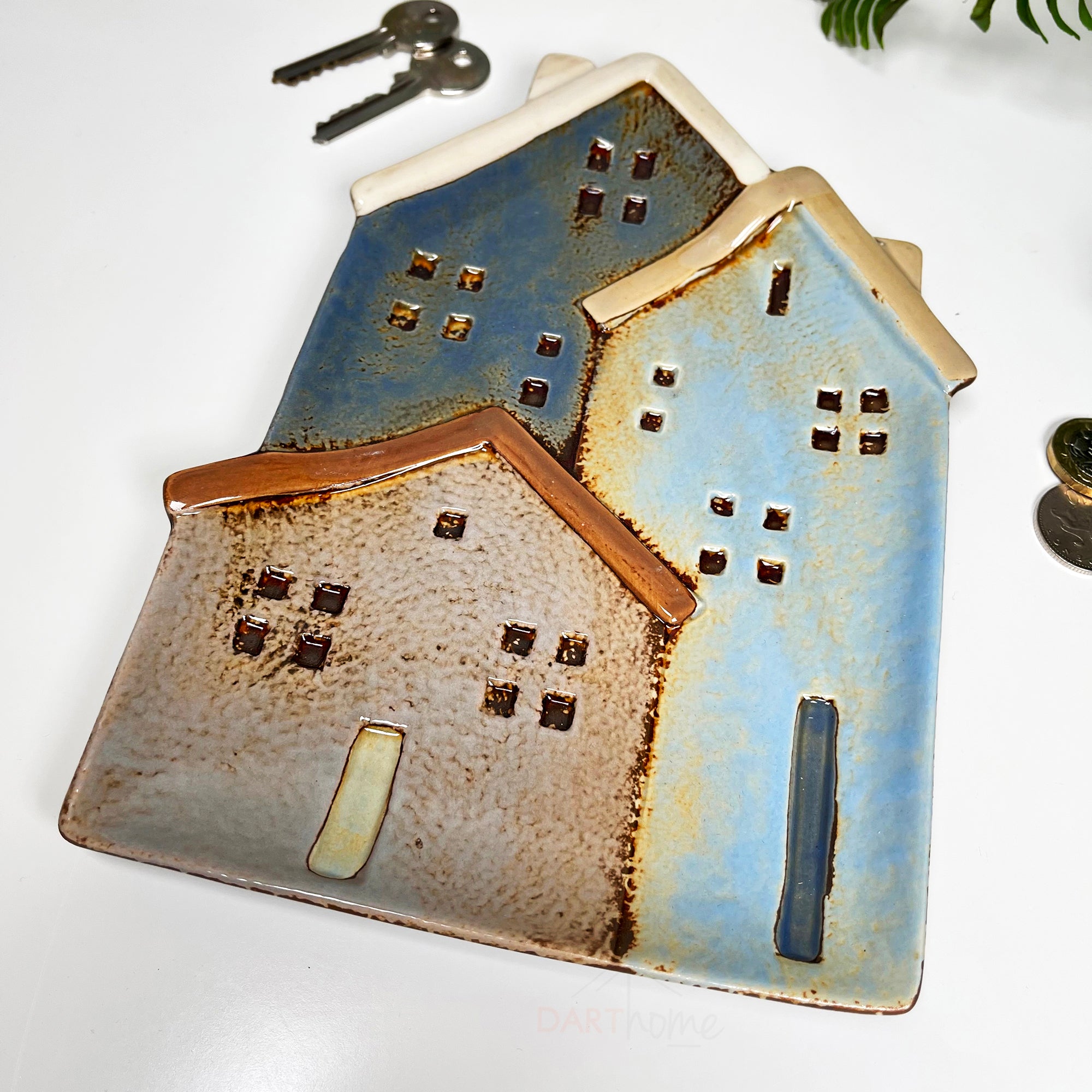 Ceramic Tall Cottage Houses Decorative Plate