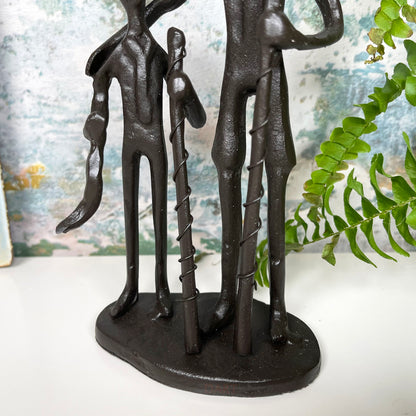 Cast Iron Fishing Father & Son Sculpture