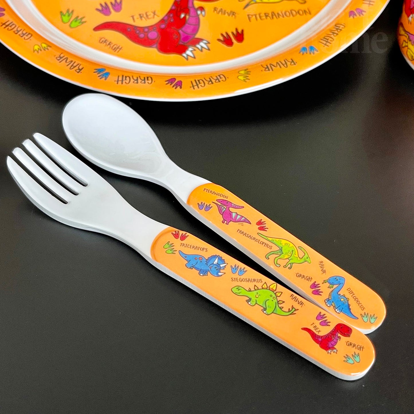 Orange Dinosaur Eating Set