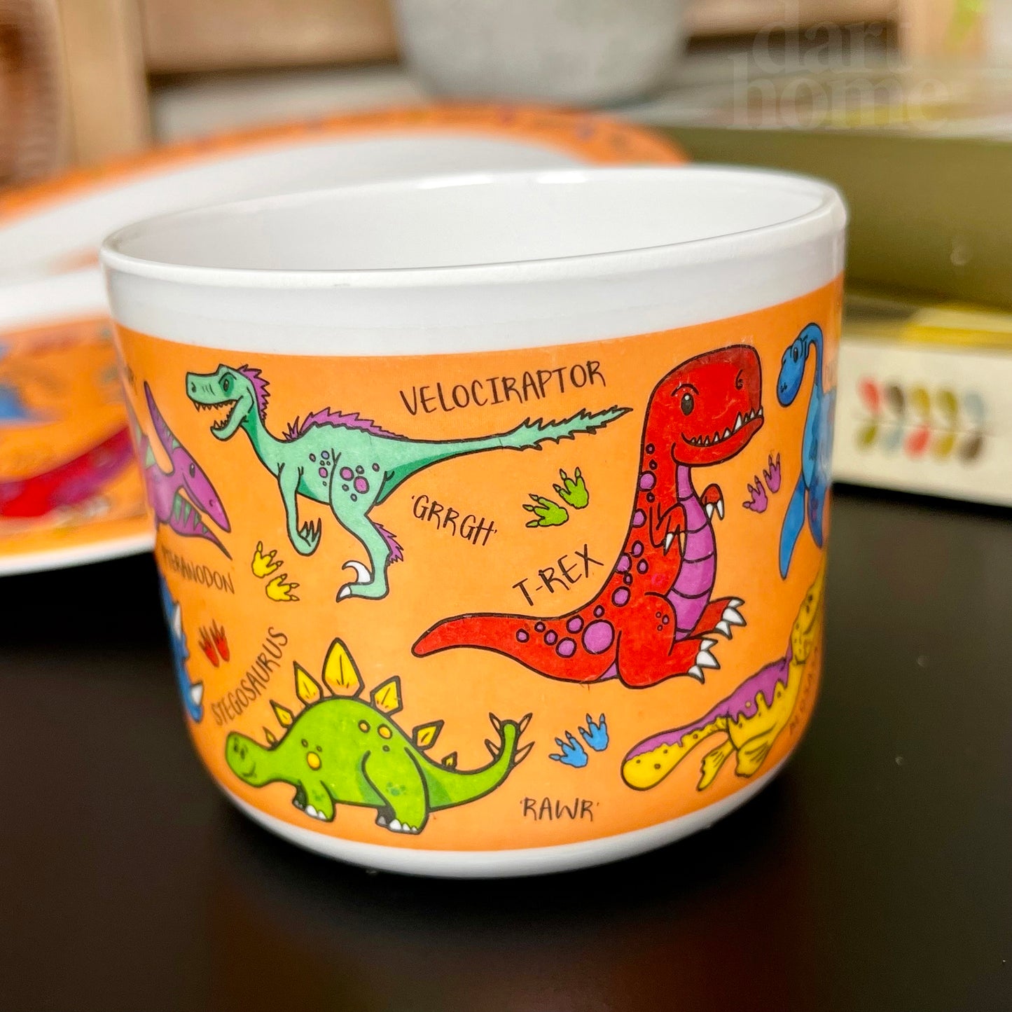 Orange Dinosaur Eating Set