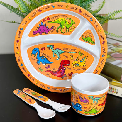 Orange Dinosaur Eating Set