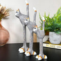 Set Of 3 Wooden Tall Grey Cat Figurines
