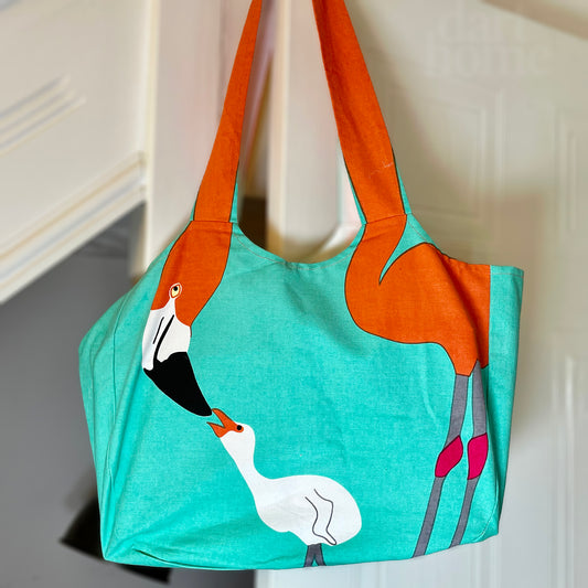 Fair Trade Cotton Flamingo Cotton Shoulder Bag