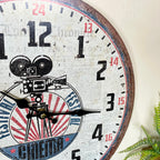 Round Movie Camera Wall Clock