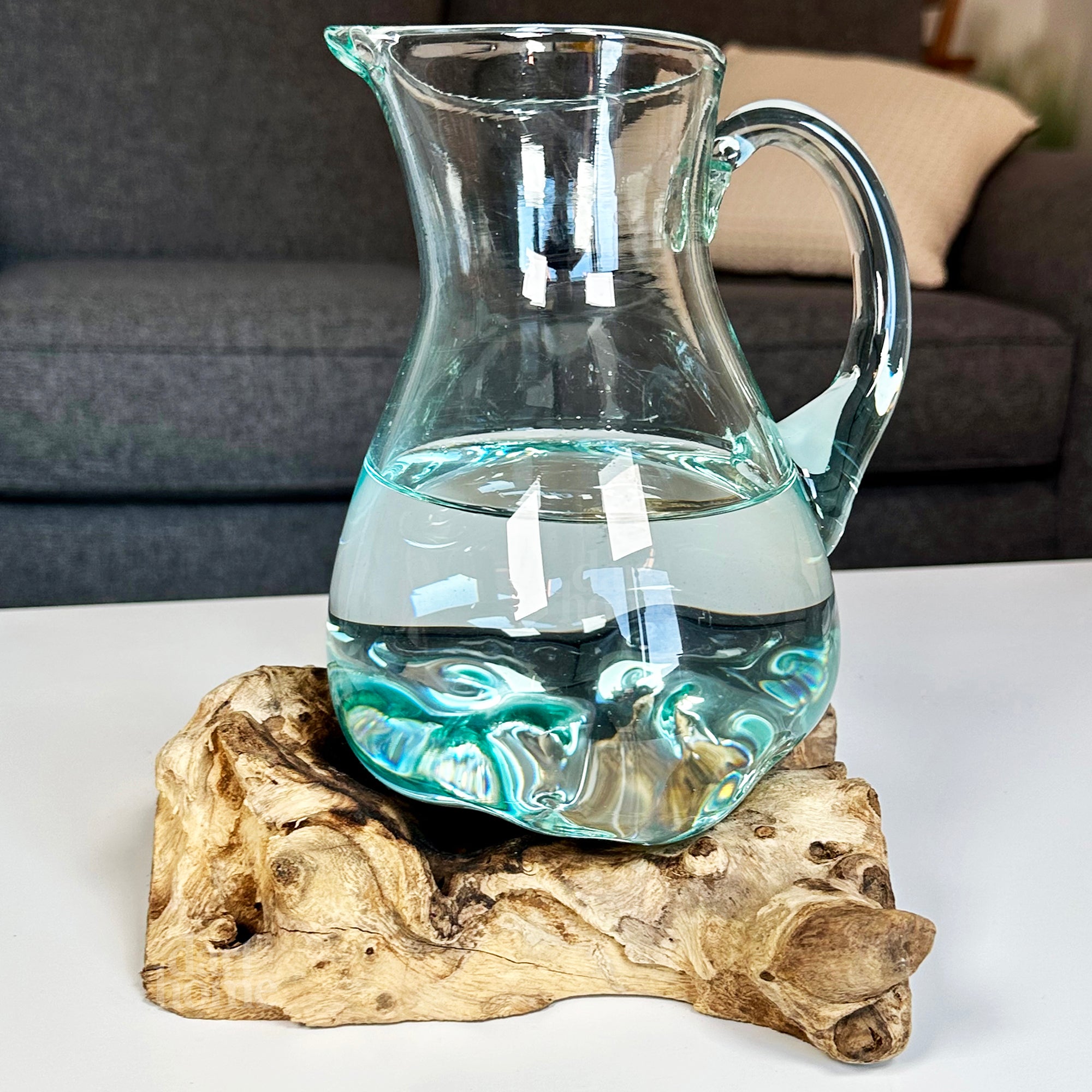 Molten Jug On Teak Root Stand