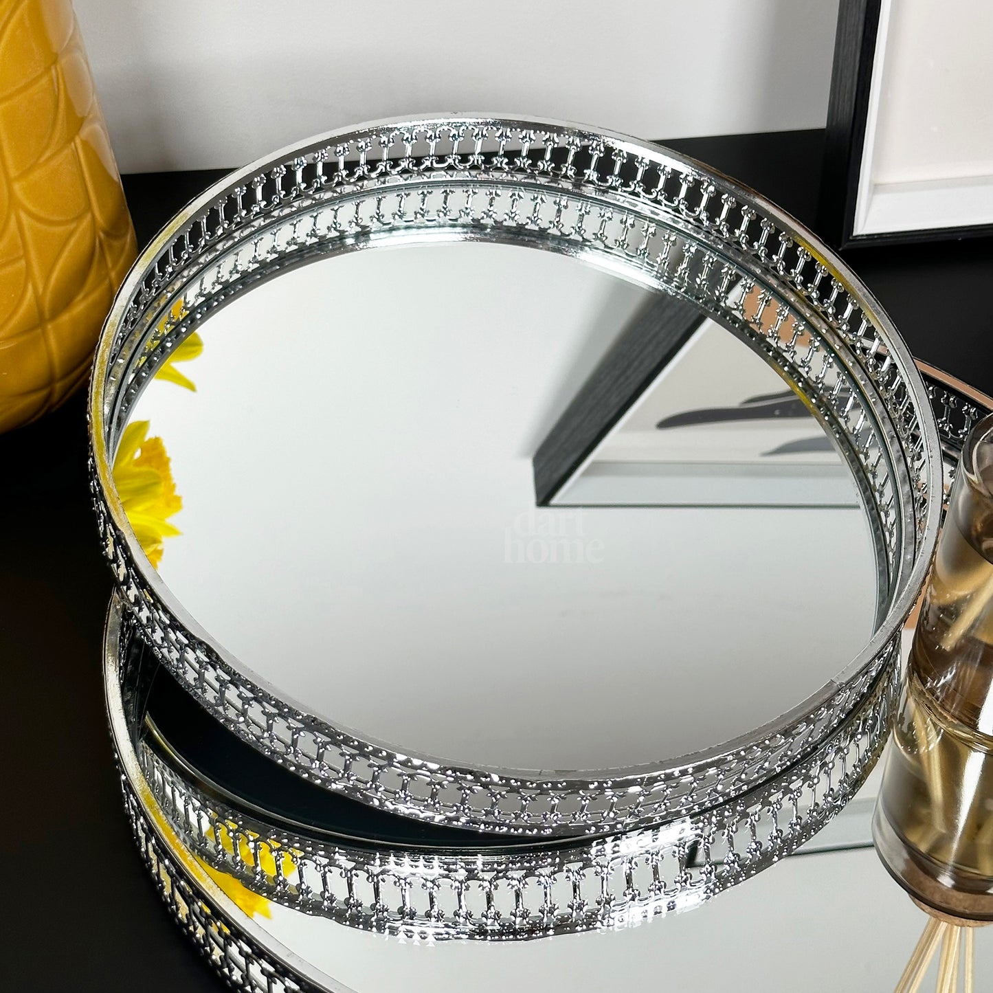 Set Of 2 Silver Mirror Trays