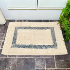 100% Cotton Cream Blue Greek Maze Bath Mat 60cmx40cm