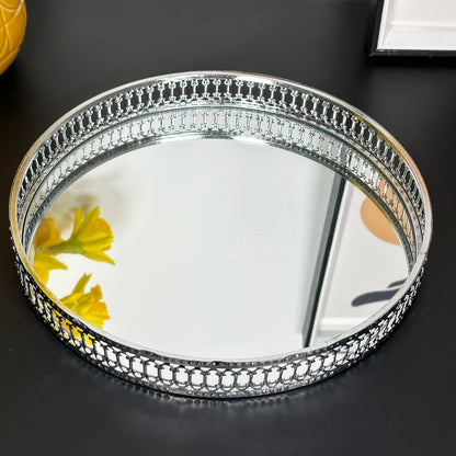 Set Of 2 Silver Mirror Trays