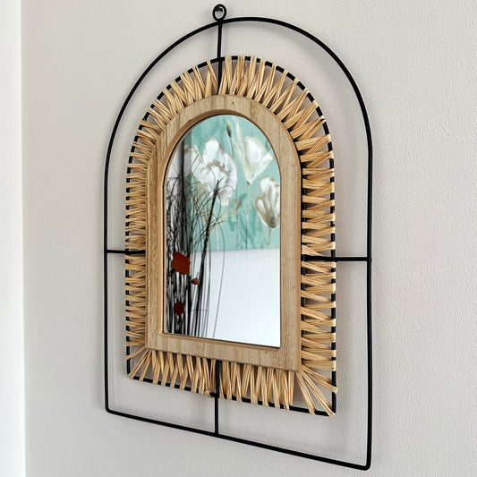 Arched Rattan Mirror