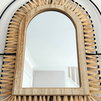 Arched Rattan Mirror