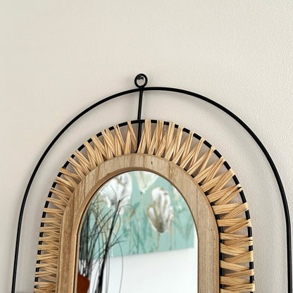 Arched Rattan Mirror