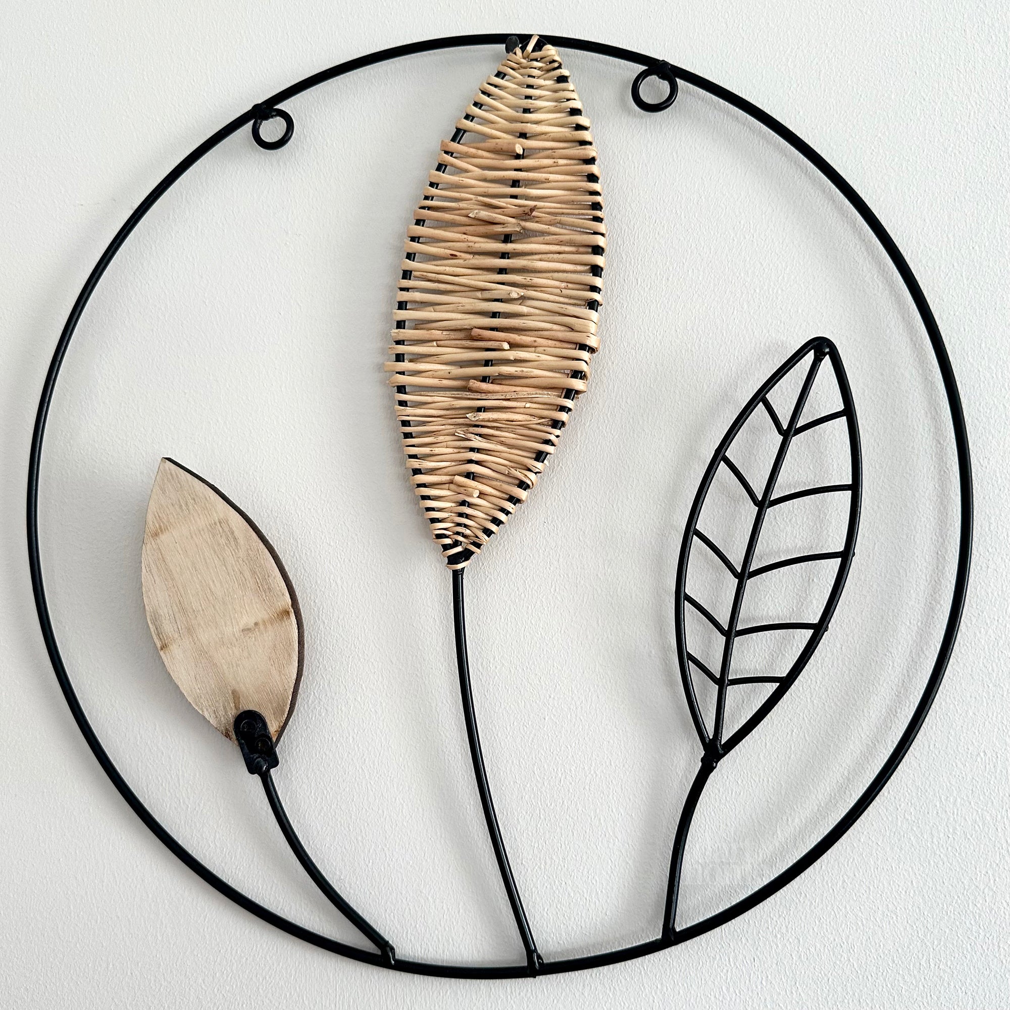 Runde Rattanblatt-Wanddeko
