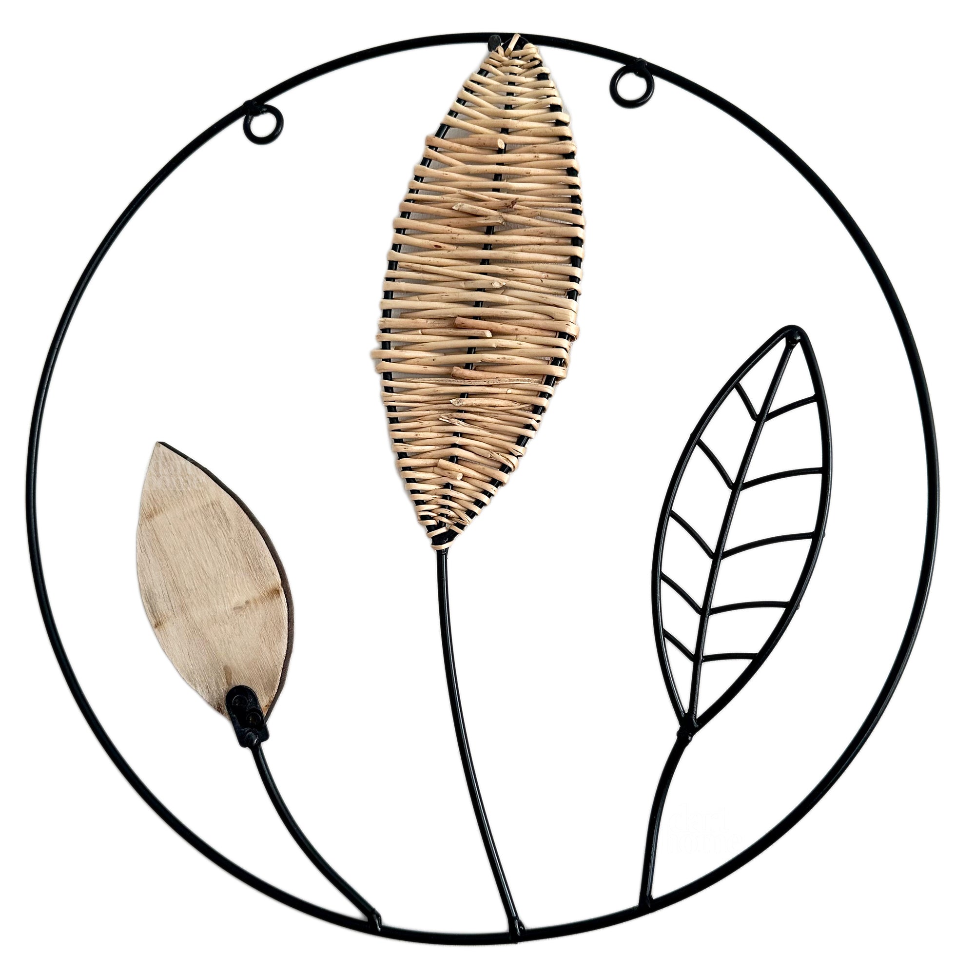 Runde Rattanblatt-Wanddeko