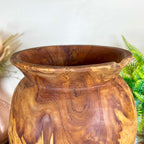Teak Wood Lipped Urn Vase