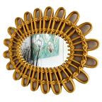 Ovaler Blumen-Wandspiegel im Rattan-Stil