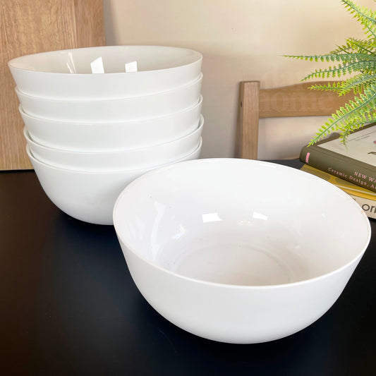 6pc White Ceramic Salad Bowl Set 23cm