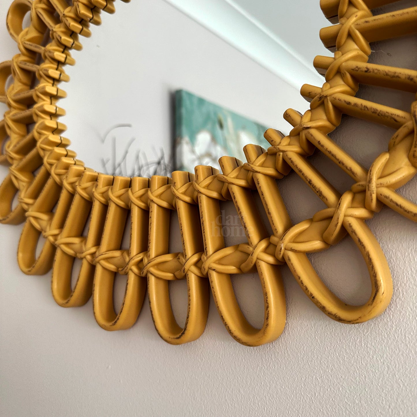 Rattan Style Flower Oval Wall Mirror