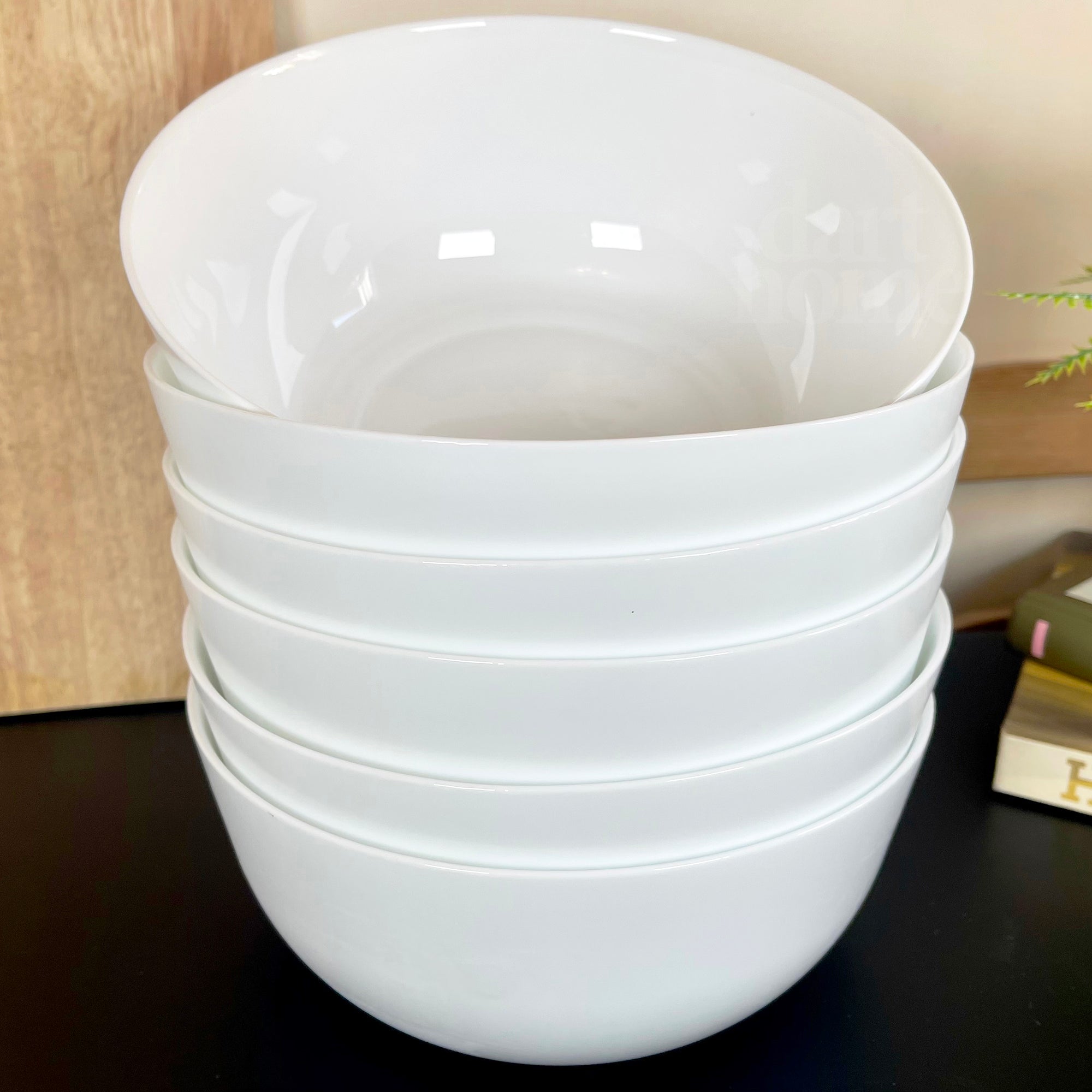 6pc White Ceramic Salad Bowl Set 23cm