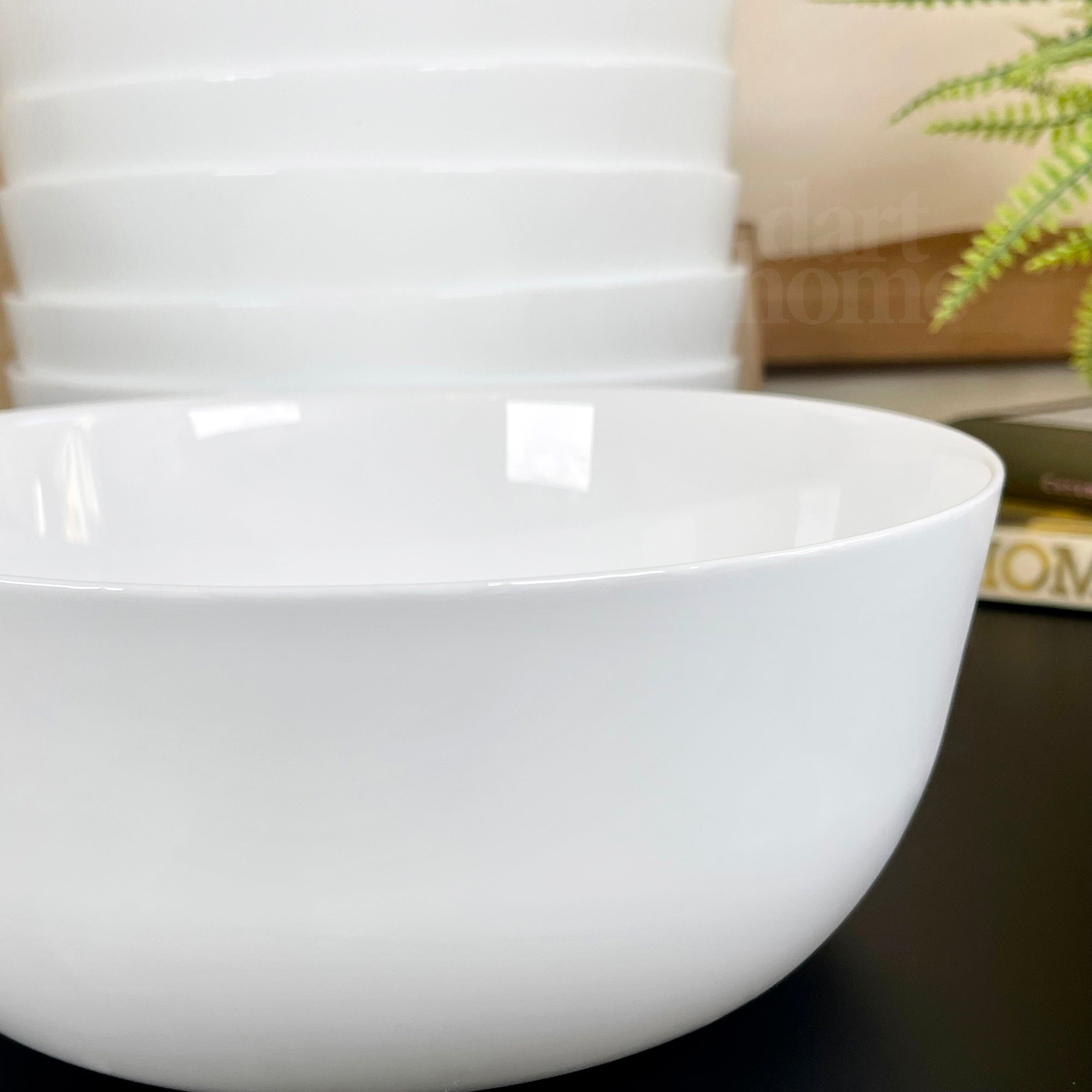 6pc White Ceramic Salad Bowl Set 23cm