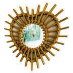 Rattan Style Love Heart Wall Mirror