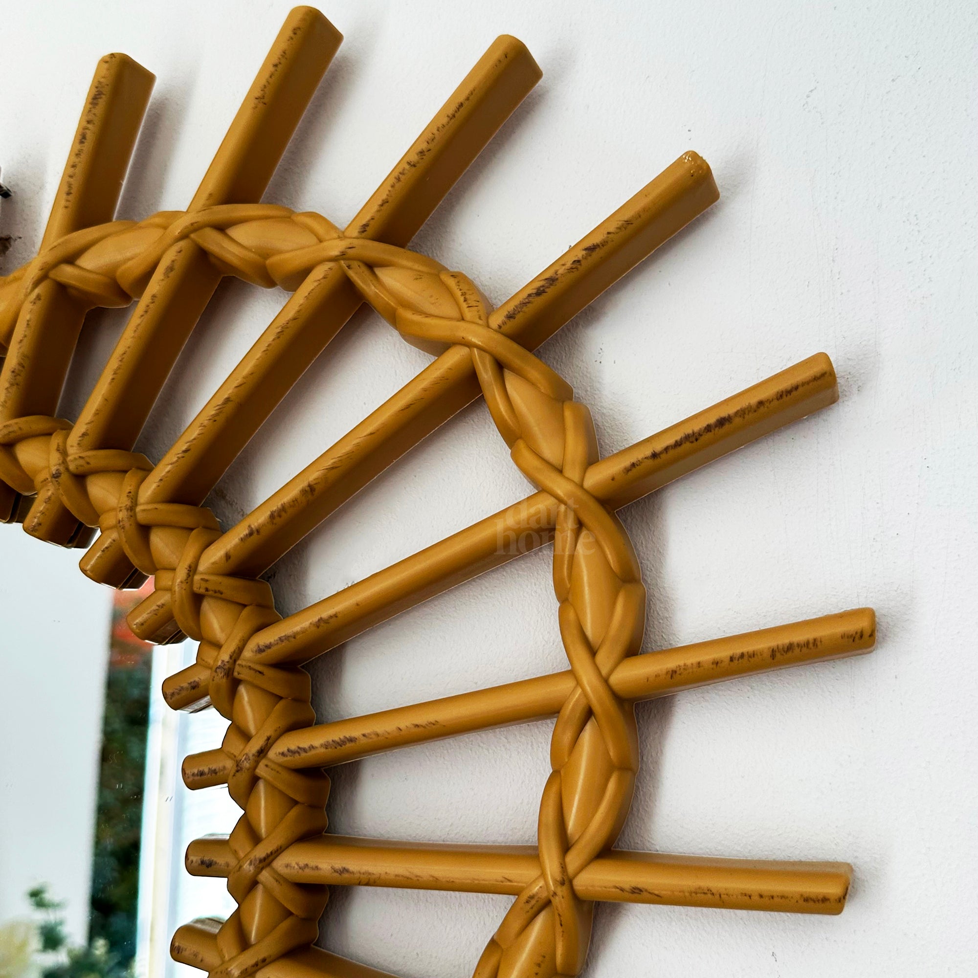 Rattan Style Love Heart Wall Mirror