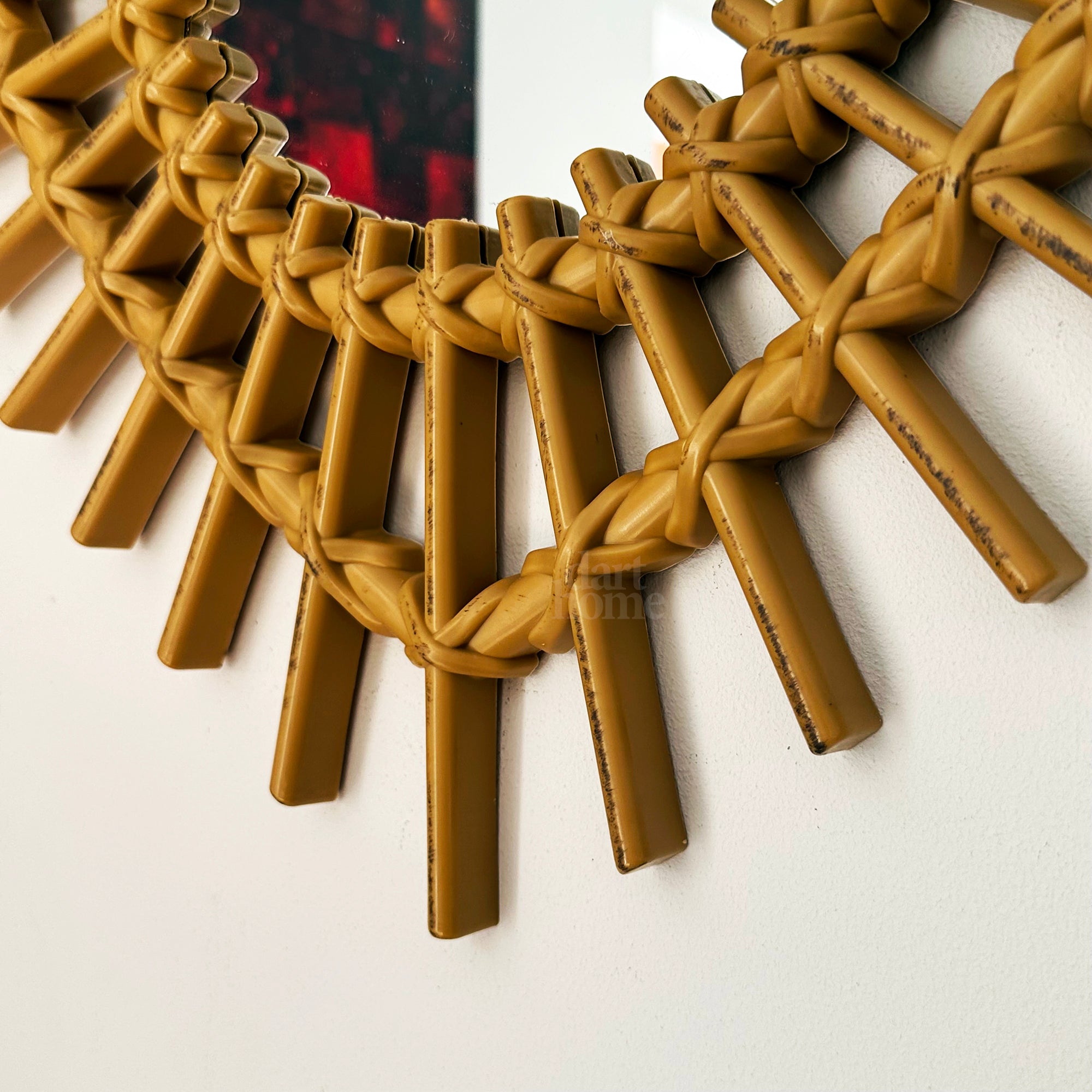 Rattan Style Love Heart Wall Mirror