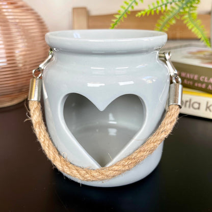 Grey Heart Tealight Lantern