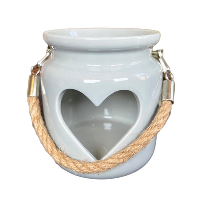 Grey Heart Tealight Lantern