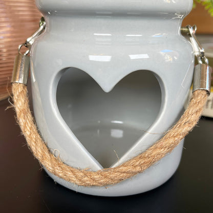 Grey Heart Tealight Lantern