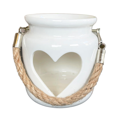 White Heart Tealight Lantern