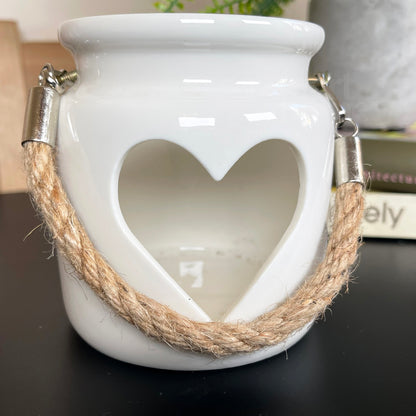 White Heart Tealight Lantern