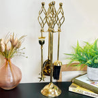 5pc Twisted Brass Fireside Companion Set