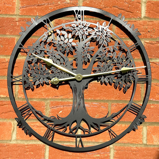 Tree Of Life Silhouette Outdoor Wall Clock