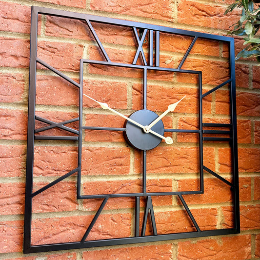 Square Skeleton Silhouette Outdoor Wall Clock